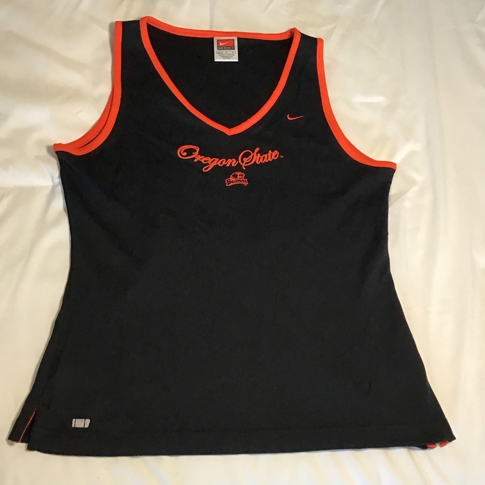 Nike Women's Black and Orange Tank Top